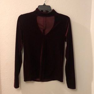 Harlow and Graham velvet top with keyhole neckline